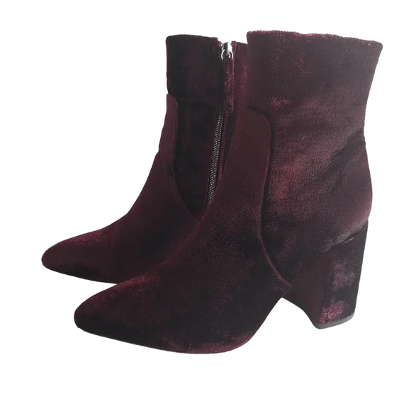 Steve Madden Women's Jaque Burgundy Velvet Ankle Boots 9M - Picture 4 of 15